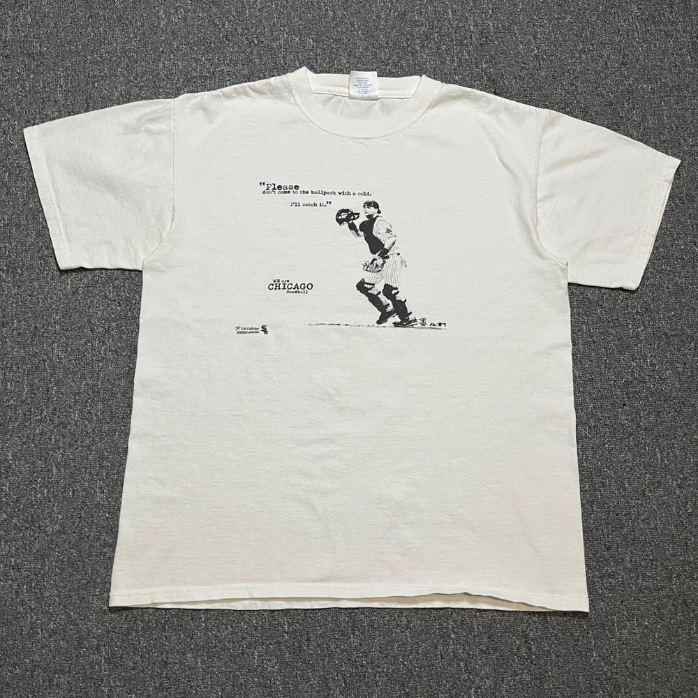 2007‎ Chicago White Sox Graphic T Shirt Majestic Size L White Baseball Catch It